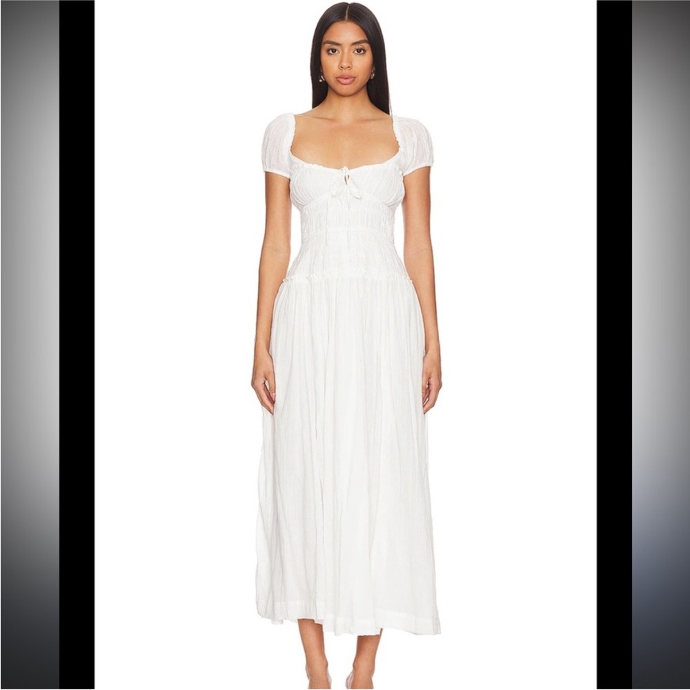 Free People White backless Midi Dress NWT L